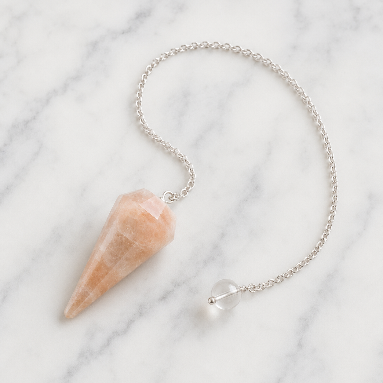 Moonstone Faceted Hexagon Pendulum, Crystal Pendulum  DestGlow