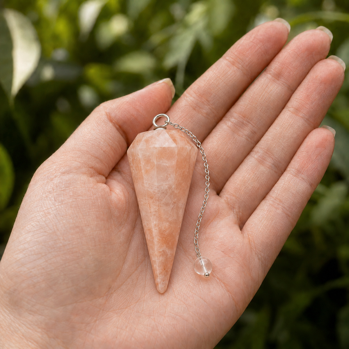 Moonstone Faceted Hexagon Pendulum, Crystal Pendulum  DestGlow
