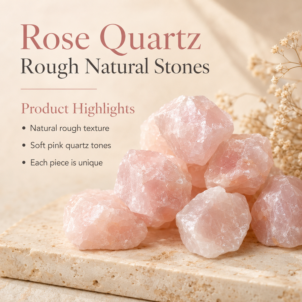 Rose Quartz Rough Rocks (Support Emotional and Boost Feelings Of Peace)  DestGlow