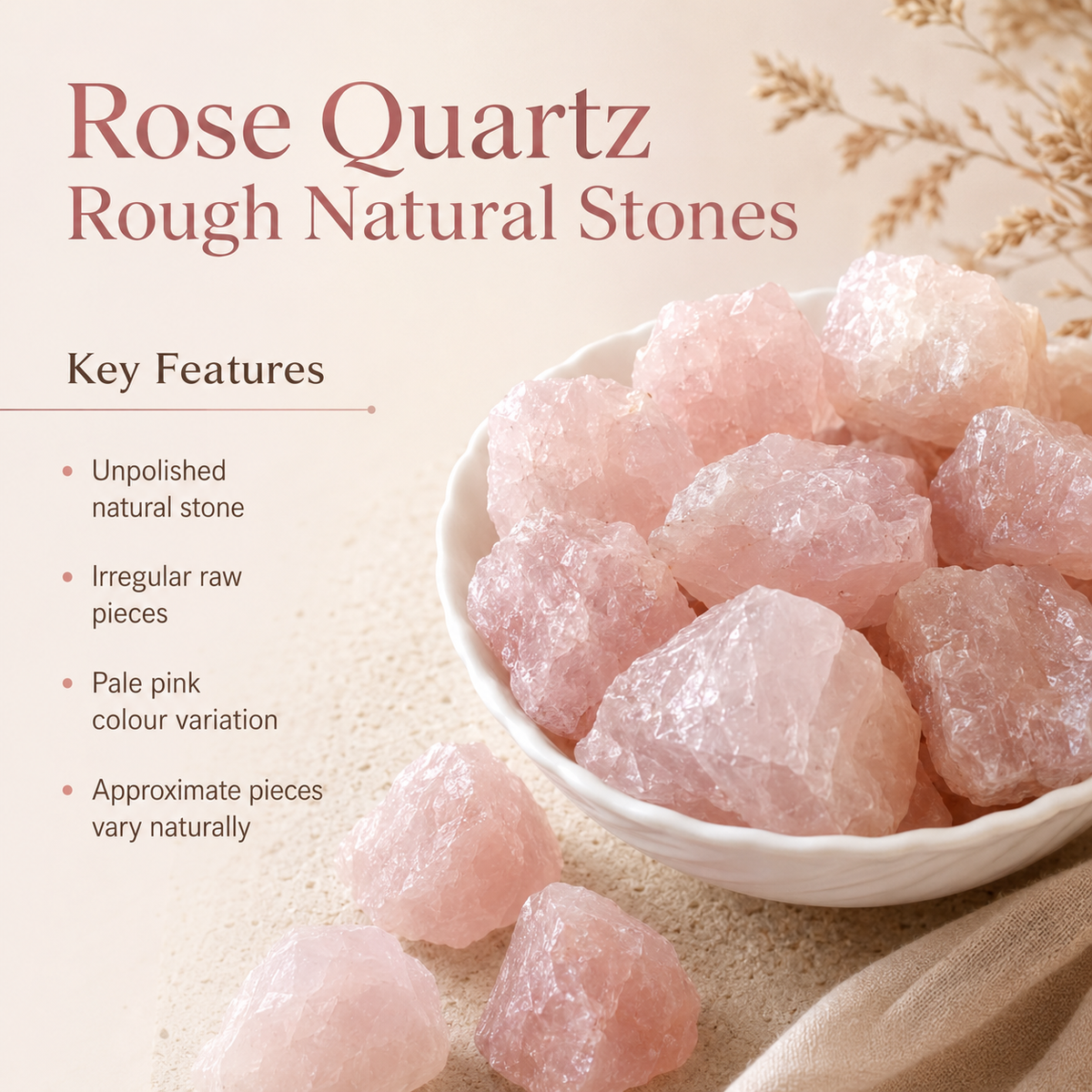 Rose Quartz Rough Rocks (Support Emotional and Boost Feelings Of Peace)  DestGlow
