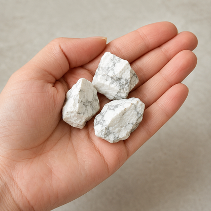 Howlite Rough Rocks (Strength and Stress Relief)  DestGlow