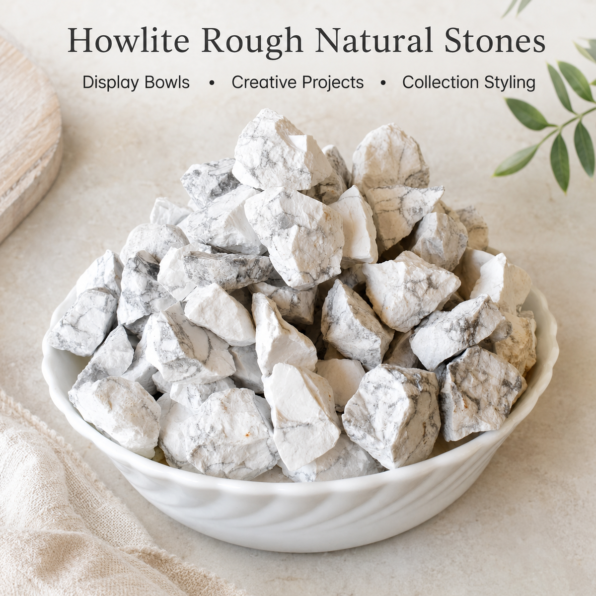 Howlite Rough Rocks (Strength and Stress Relief)  DestGlow