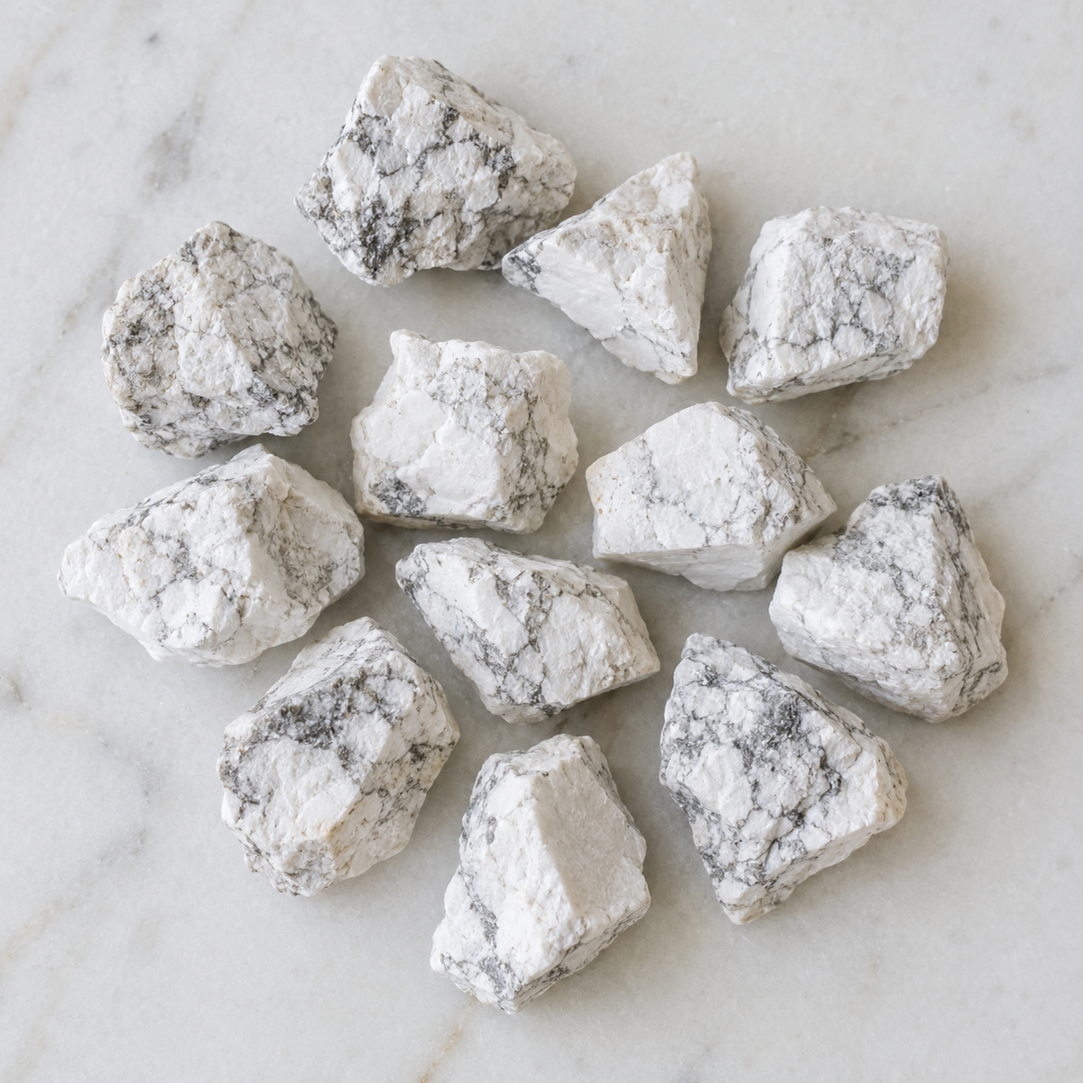 Howlite Rough Rocks (Strength and Stress Relief)  DestGlow