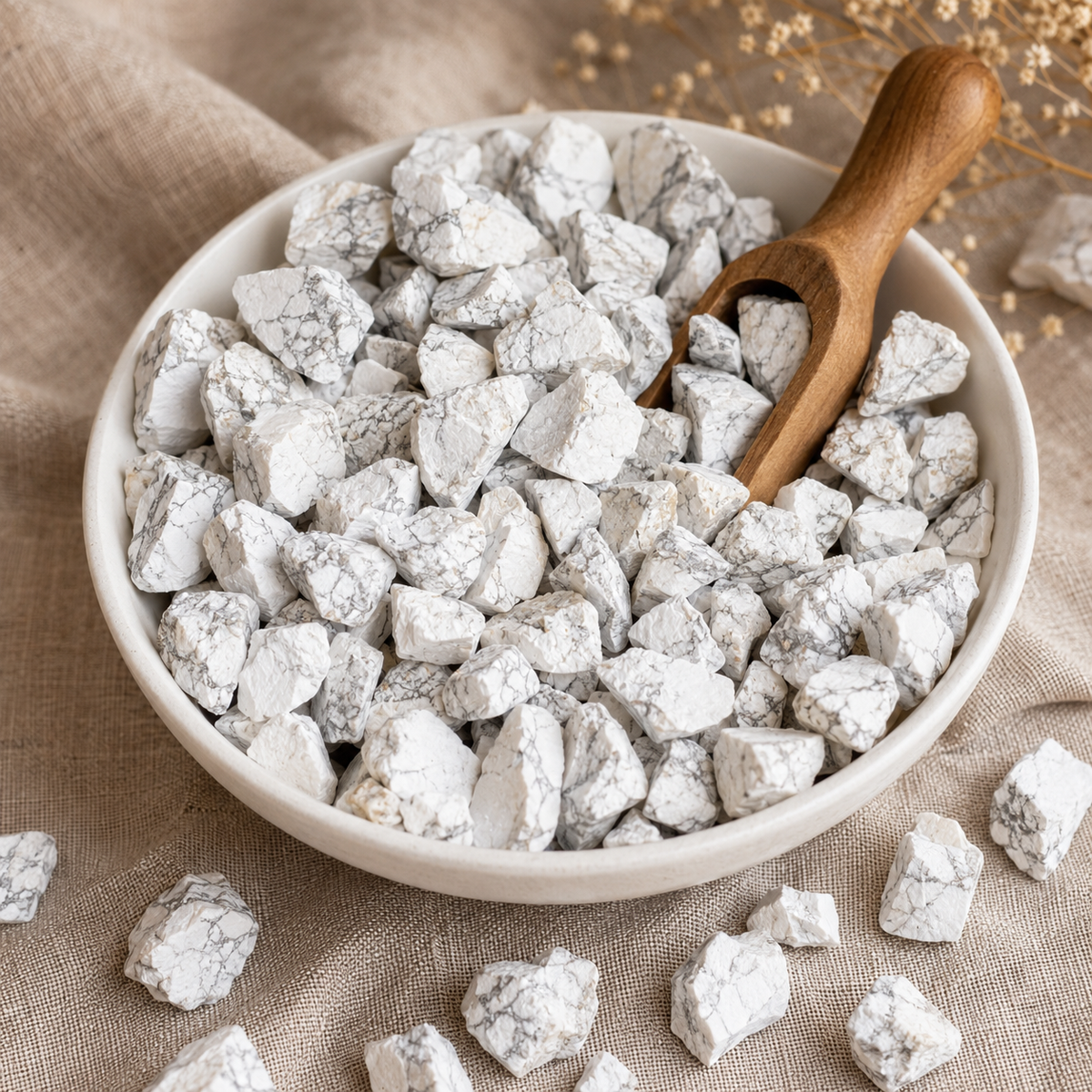 Howlite Rough Rocks (Strength and Stress Relief)  DestGlow