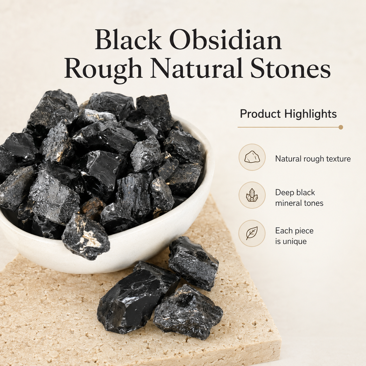 Black Obsidian Rough Rocks (Detoxification and Encouraging Personal Growth)  DestGlow