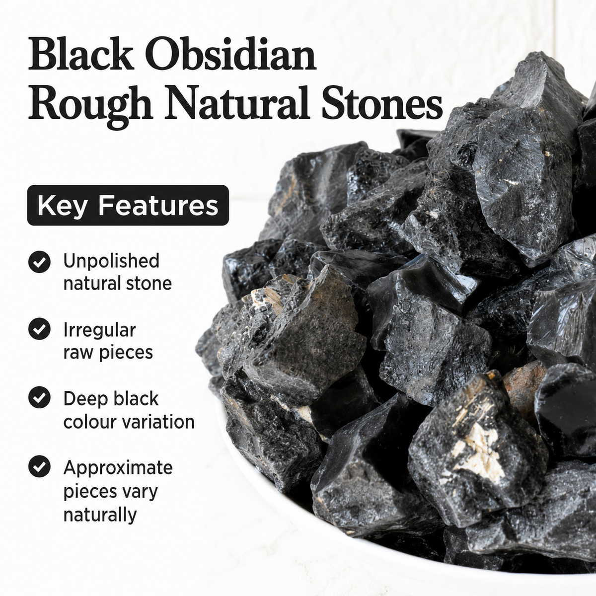 Black Obsidian Rough Rocks (Detoxification and Encouraging Personal Growth)  DestGlow