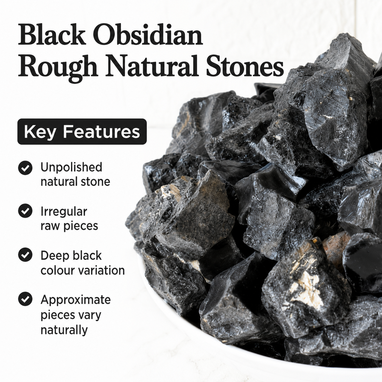 Black Obsidian Rough Rocks (Detoxification and Encouraging Personal Growth)  DestGlow