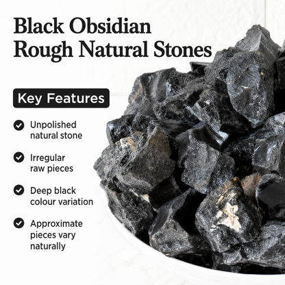 Black Obsidian Rough Rocks (Detoxification and Encouraging Personal Growth)  DestGlow