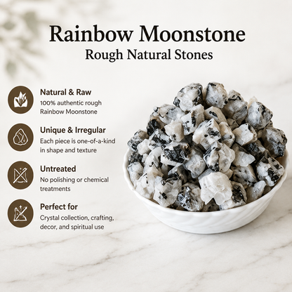 Rainbow Moonstone Rough Rocks (Compassion and Inner Confidence)  DestGlow