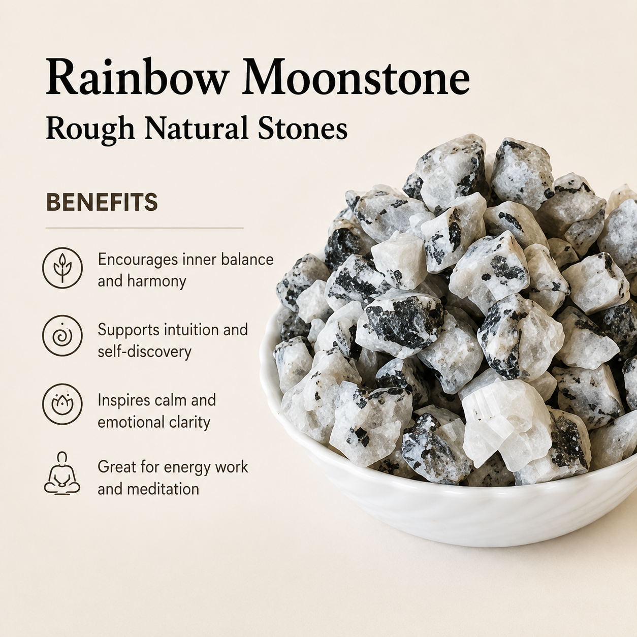Rainbow Moonstone Rough Rocks (Compassion and Inner Confidence)