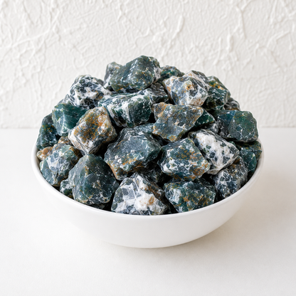 Moss Agate Rough Rocks(Encourage Tranquility and Emotional Balance)  DestGlow