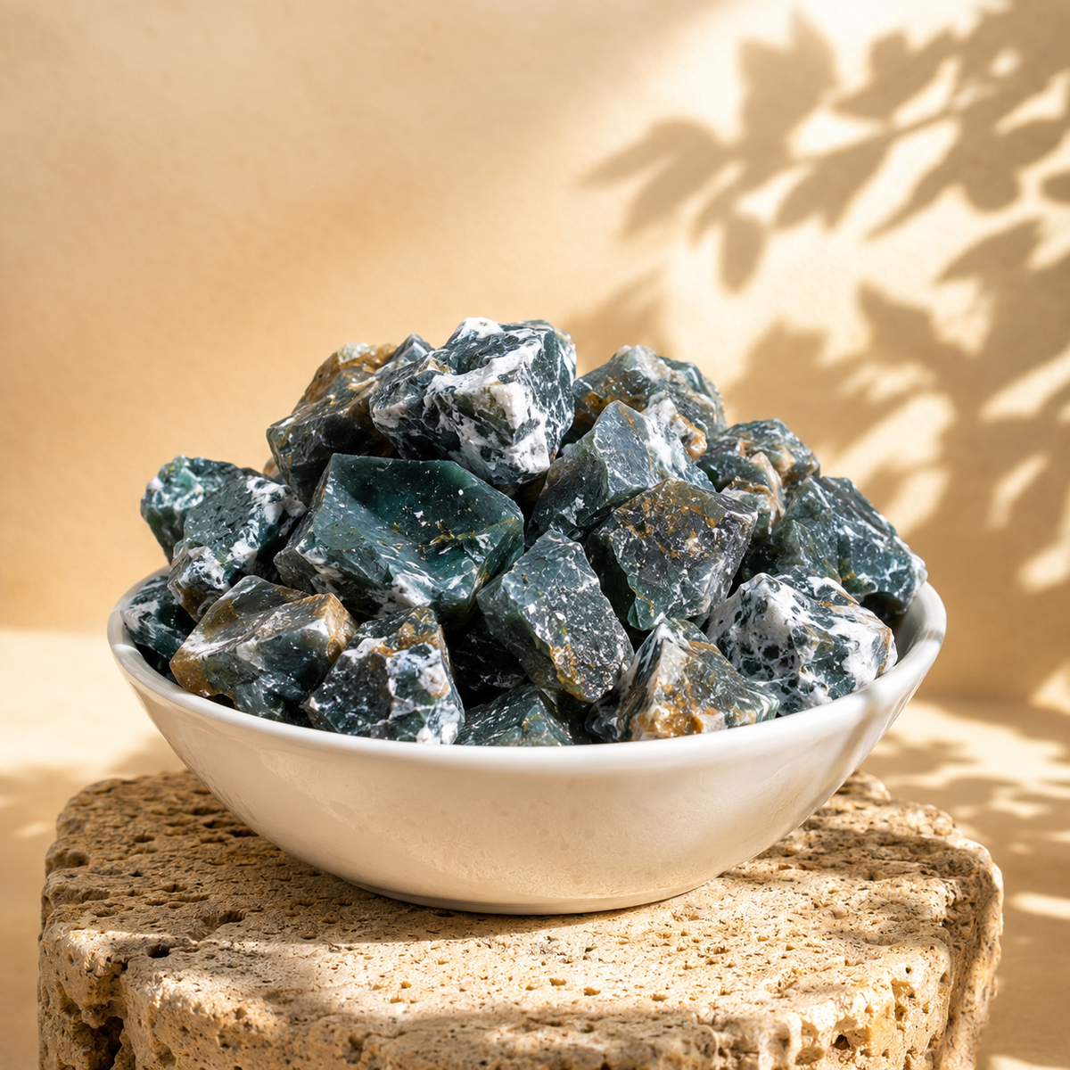 Moss Agate Rough Rocks(Encourage Tranquility and Emotional Balance)  DestGlow