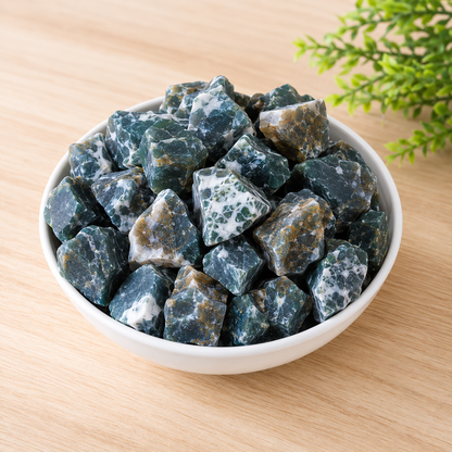 Moss Agate Rough Rocks(Encourage Tranquility and Emotional Balance)  DestGlow