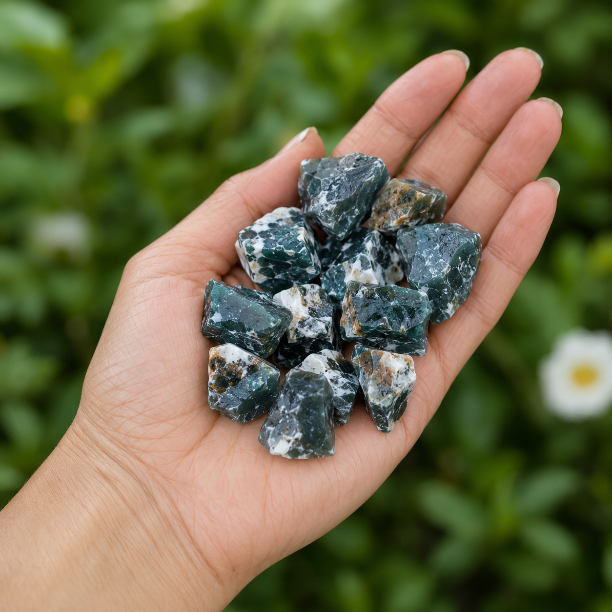 Moss Agate Rough Rocks(Encourage Tranquility and Emotional Balance)  DestGlow