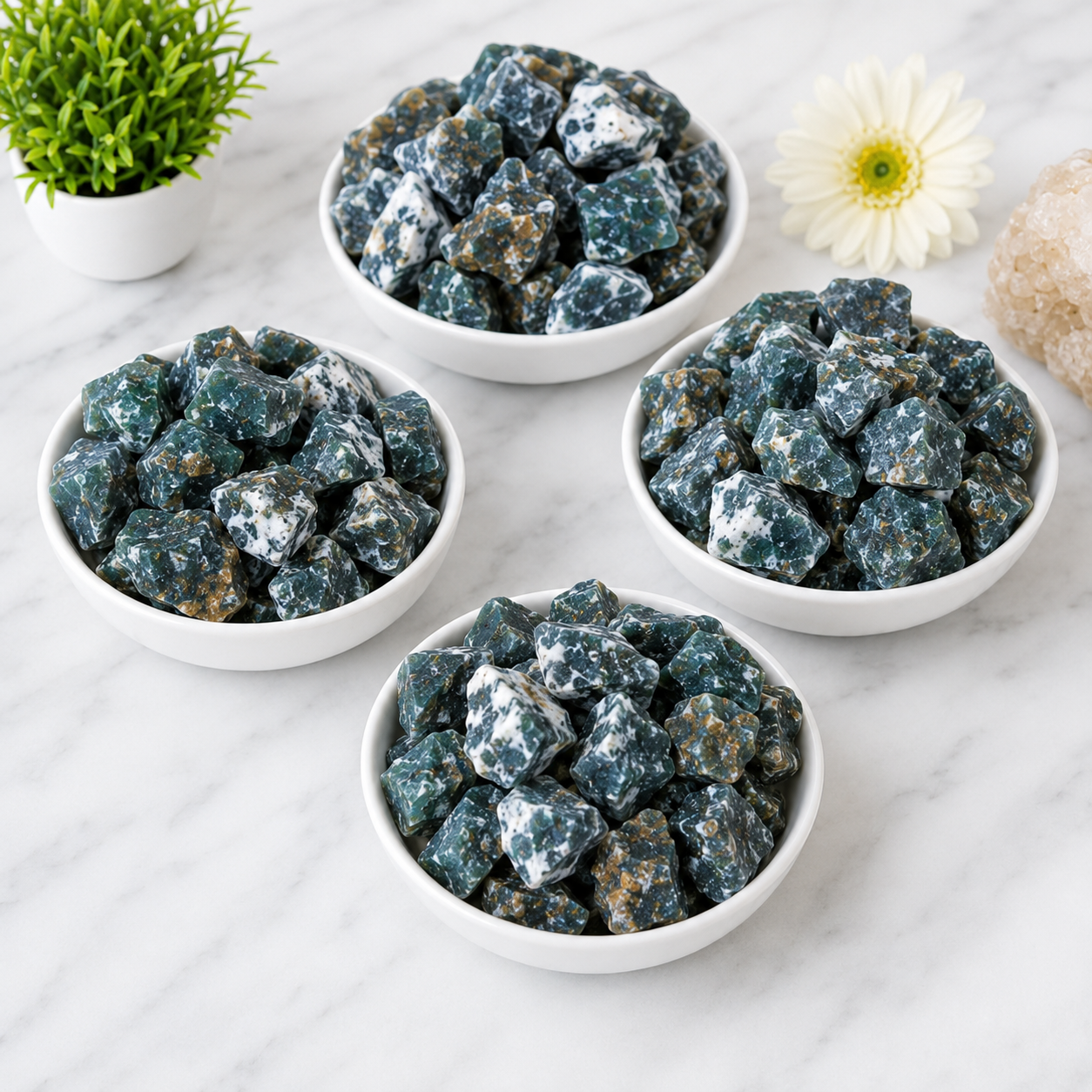 Moss Agate Rough Rocks(Encourage Tranquility and Emotional Balance)  DestGlow
