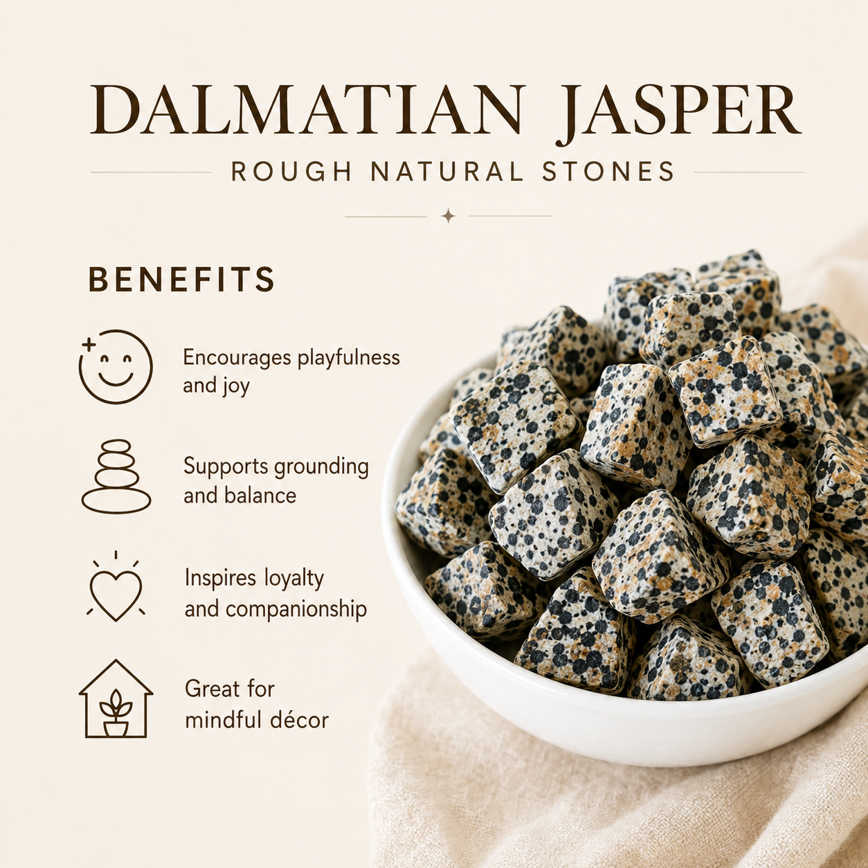 Dalmatian Jasper Rough Rocks (Grounding Energy and Good Fortune)  DestGlow