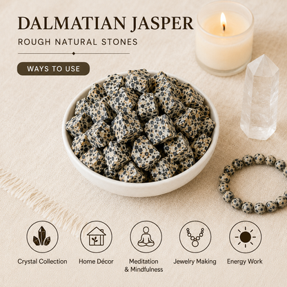 Dalmatian Jasper Rough Rocks (Grounding Energy and Good Fortune)  DestGlow