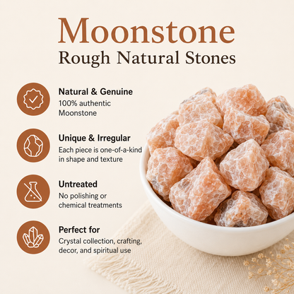 Moonstone Rough Rocks (Self-Healing and Inner Peace)  DestGlow
