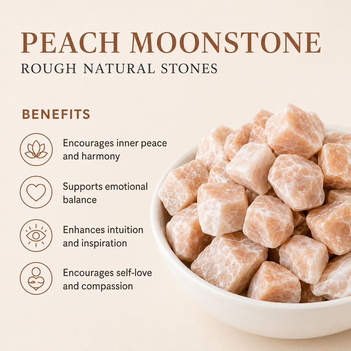 Peach Moonstone Rough Rocks (Confidence and Good Luck)  DestGlow