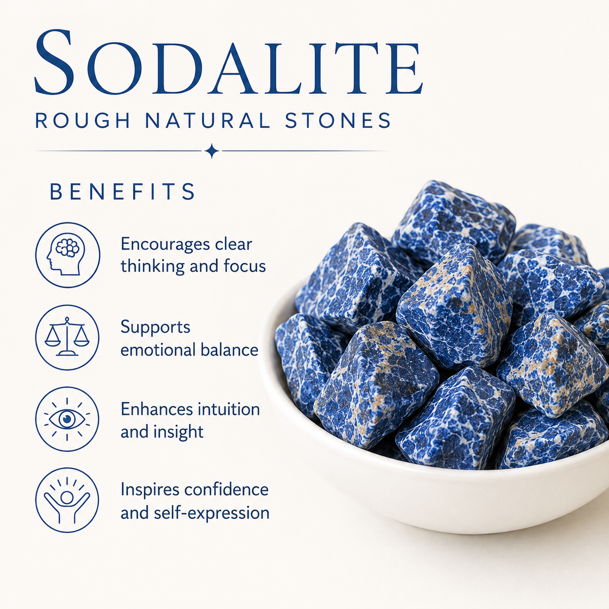 Sodalite Rough Rocks (Alignment With The Higher Self and Meditation)  DestGlow