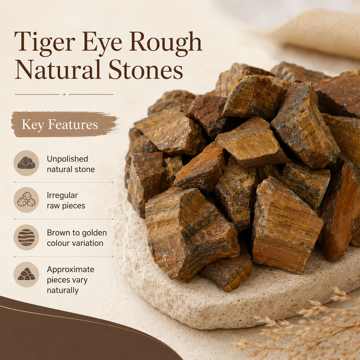 Tiger Eye Rough Rocks (Intuition and Prosperity)  DestGlow