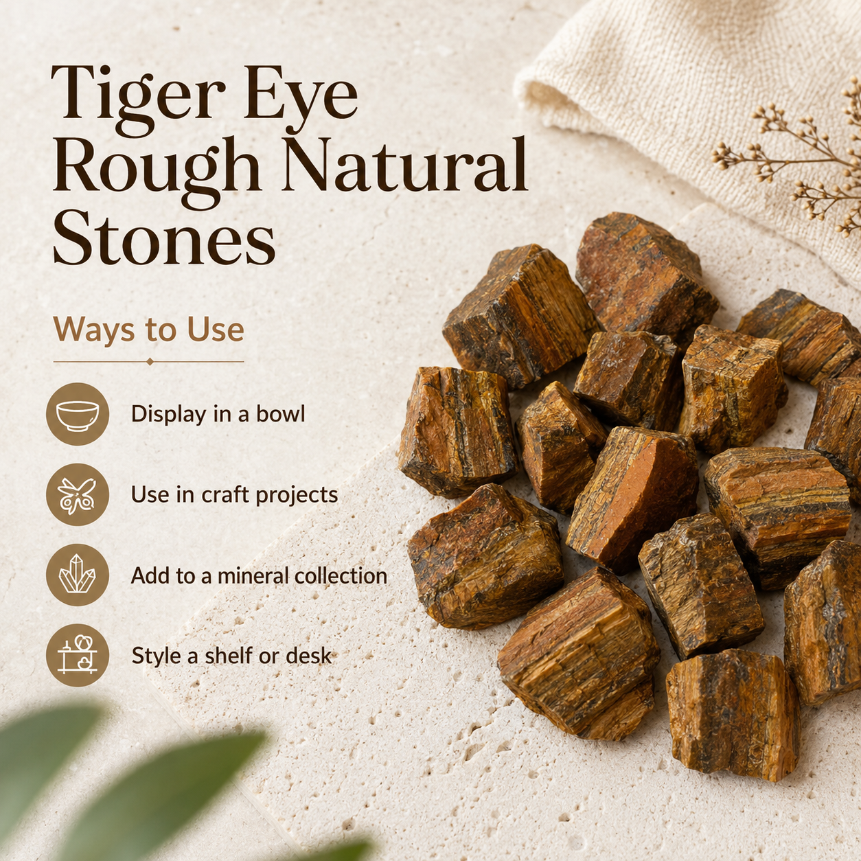 Tiger Eye Rough Rocks (Intuition and Prosperity)  DestGlow