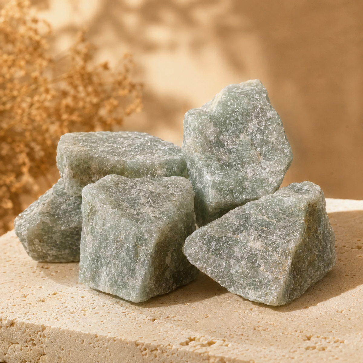Green Aventurine Rough Rocks (Grounding and Stability)  DestGlow