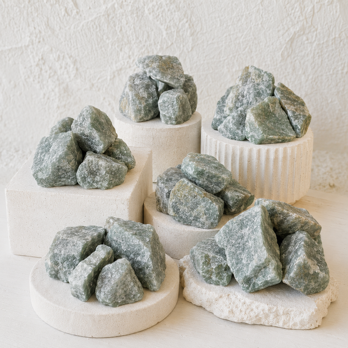Green Aventurine Rough Rocks (Grounding and Stability)  DestGlow