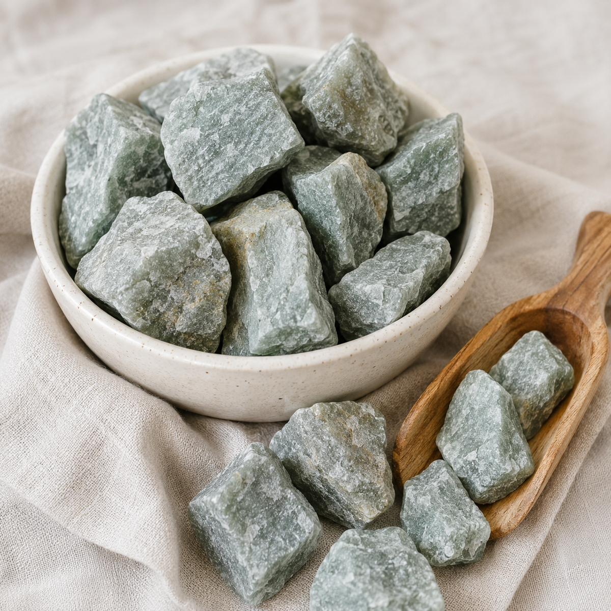Green Aventurine Rough Rocks (Grounding and Stability)  DestGlow