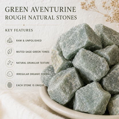 Green Aventurine Rough Rocks (Grounding and Stability)  DestGlow