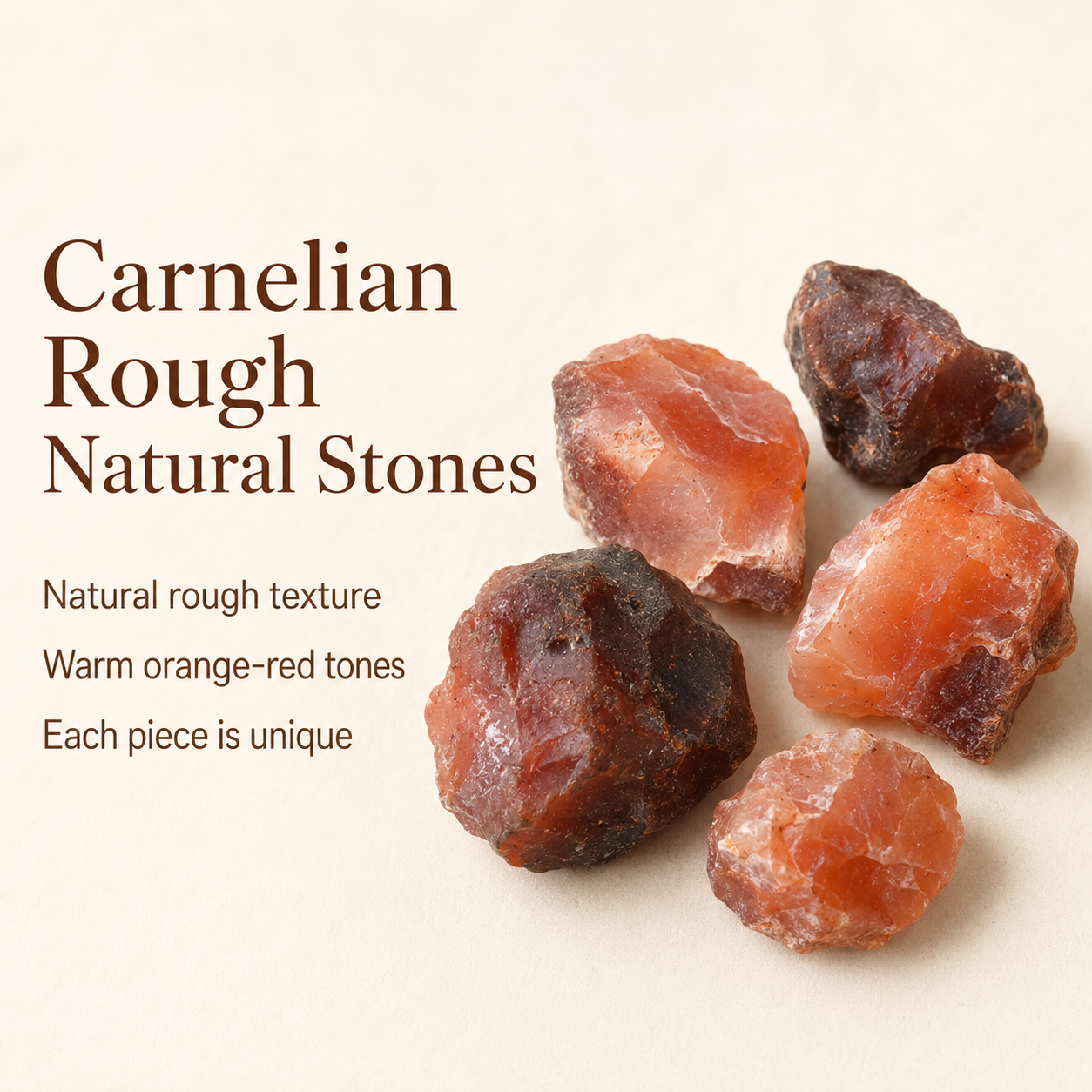 Carnelian Rough Rocks (Motivation and Stimulates Creativity)  DestGlow