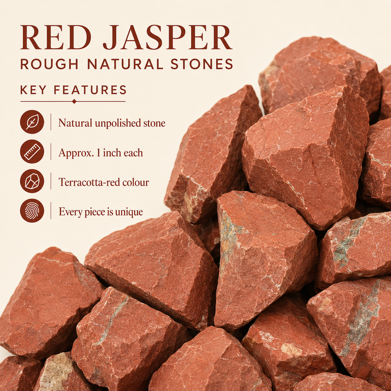 Red Jasper Rough Rocks (Strength and Protection)  DestGlow