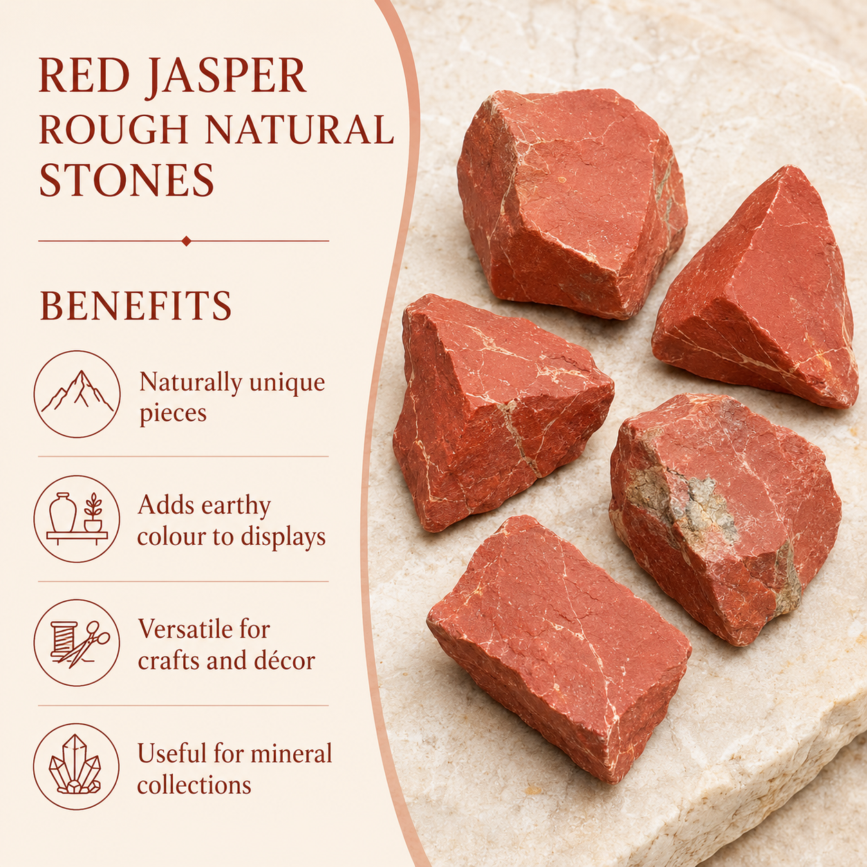 Red Jasper Rough Rocks (Strength and Protection)  DestGlow