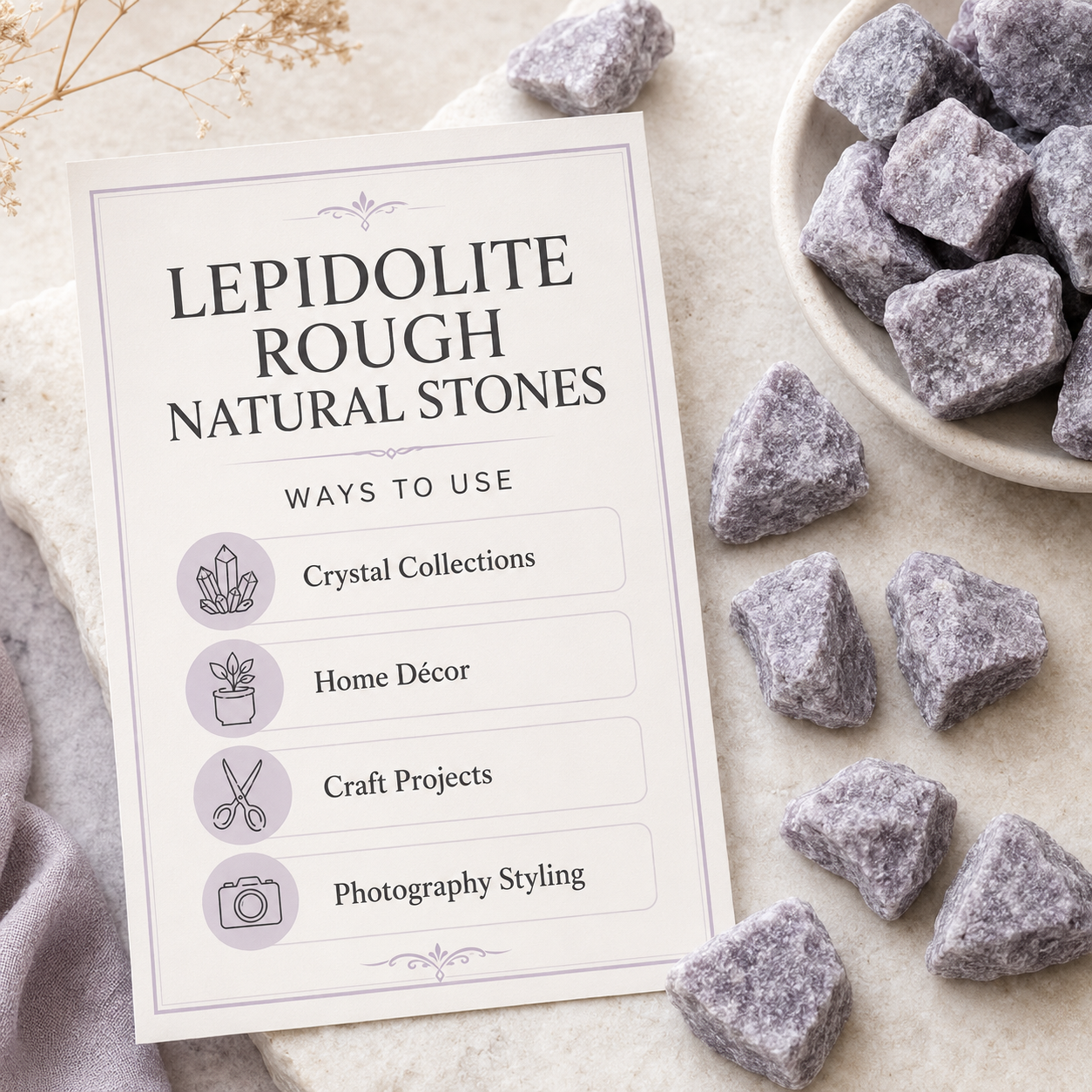 Lepidolite Rough Rocks (Emotional Balance and Inner Peace)