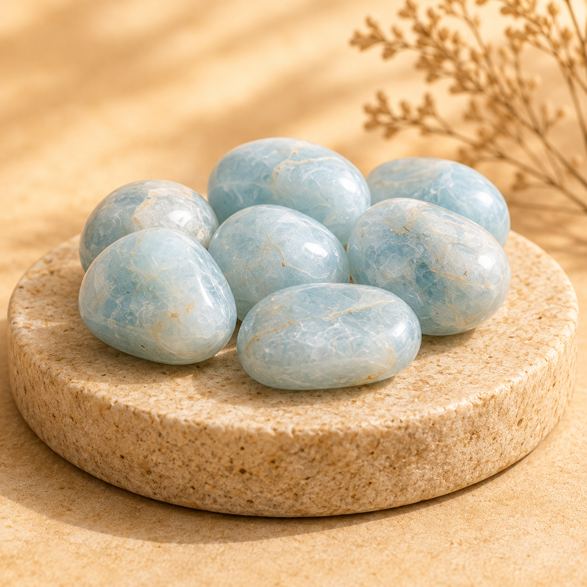 Aquamarine Tumbled Crystals (Anxiety Relief and Protection)  DestGlow