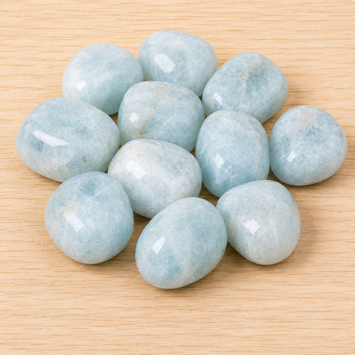 Aquamarine Tumbled Crystals (Anxiety Relief and Protection)  DestGlow