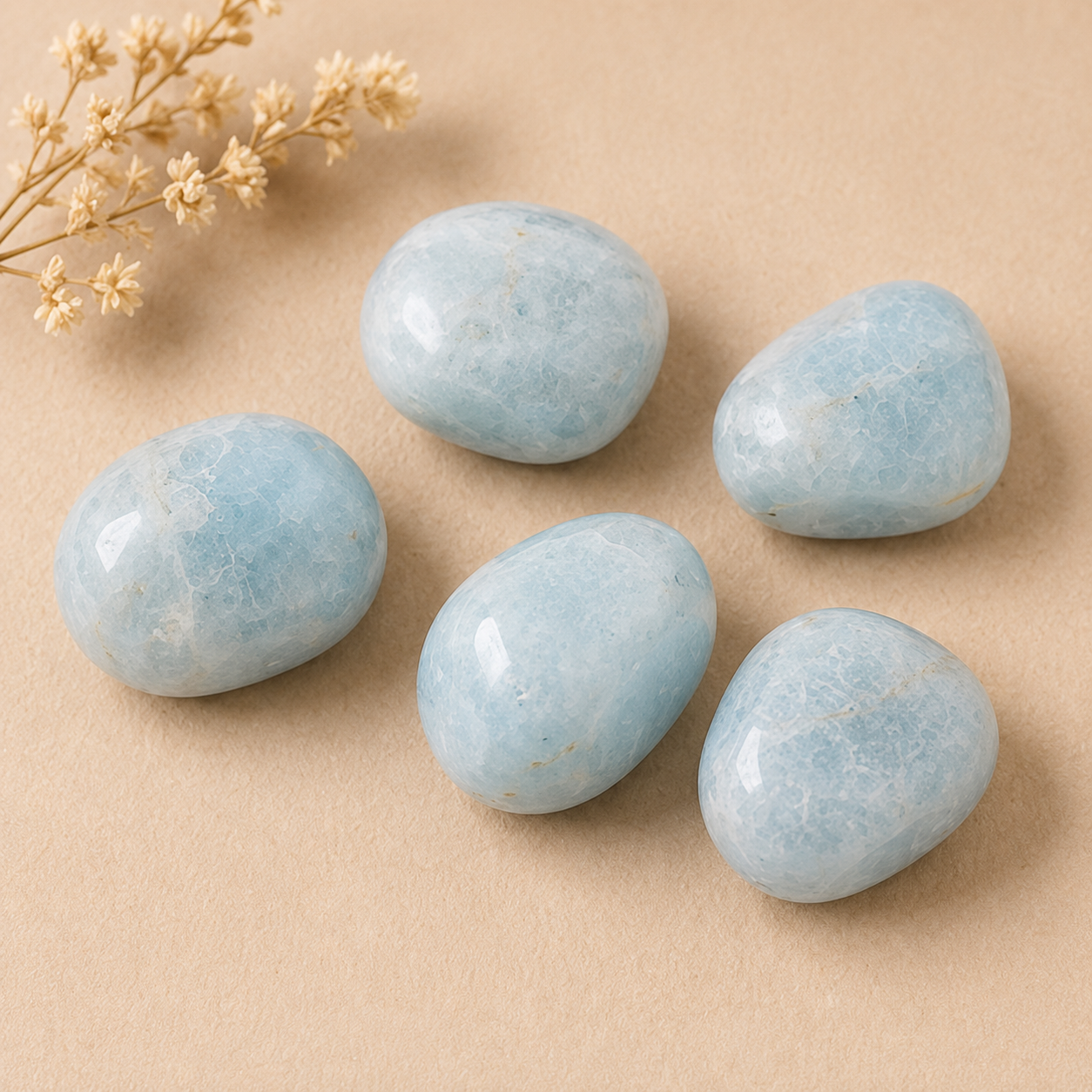 Aquamarine Tumbled Crystals (Anxiety Relief and Protection)  DestGlow