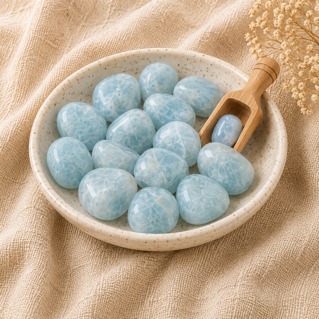 Aquamarine Tumbled Crystals (Anxiety Relief and Protection)  DestGlow