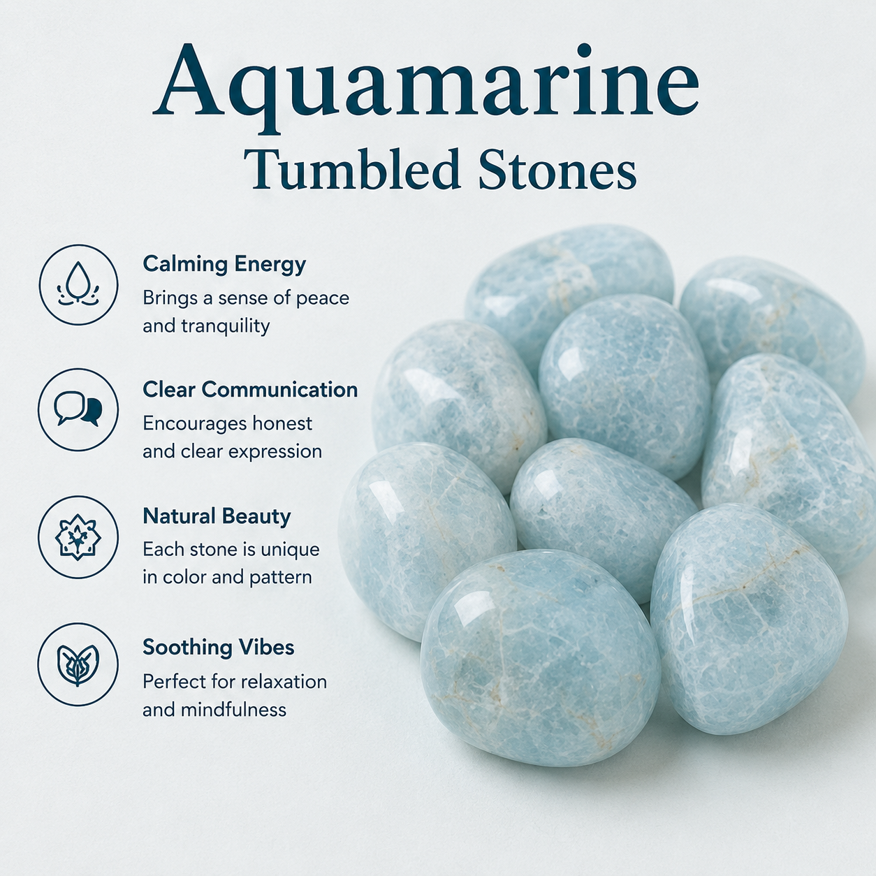 Aquamarine Tumbled Crystals (Anxiety Relief and Protection)  DestGlow