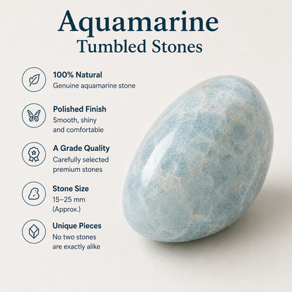 Aquamarine Tumbled Crystals (Anxiety Relief and Protection)  DestGlow