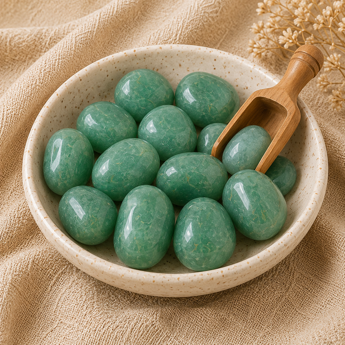 Green Aventurine Tumbled Crystals (Emotional Understanding and Luck And Good Fortune)  DestGlow