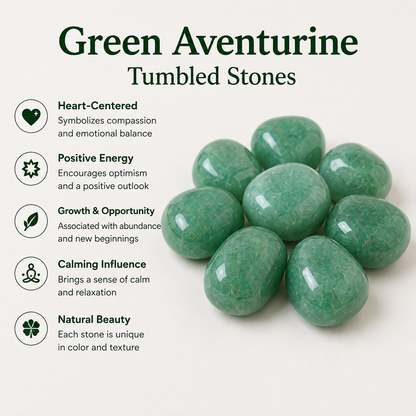 Green Aventurine Tumbled Crystals (Emotional Understanding and Luck And Good Fortune)  DestGlow