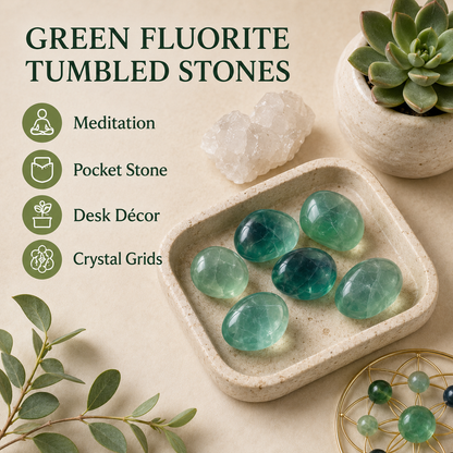 Green Fluorite Tumbled Crystals (Bring Balance and Clearing)  DestGlow