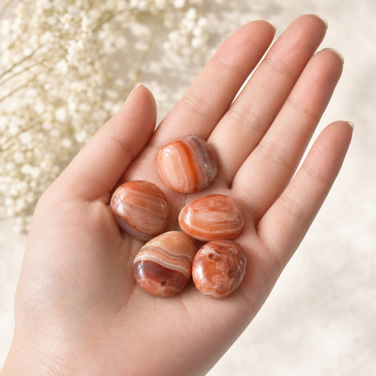 Red Sulemani Agate Tumbled Crystals (Improves Physical and Mental Health)  DestGlow