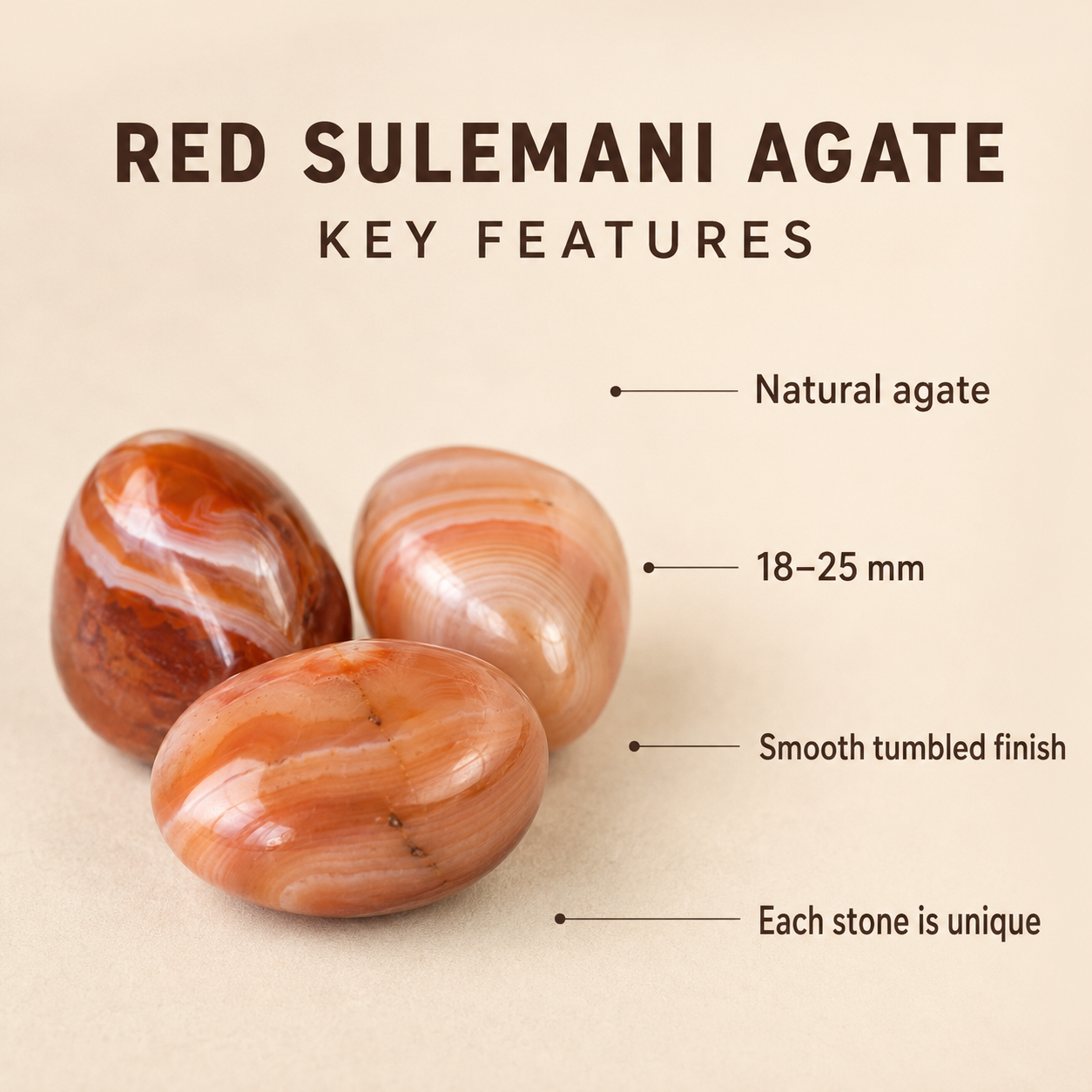 Red Sulemani Agate Tumbled Crystals (Improves Physical and Mental Health)  DestGlow
