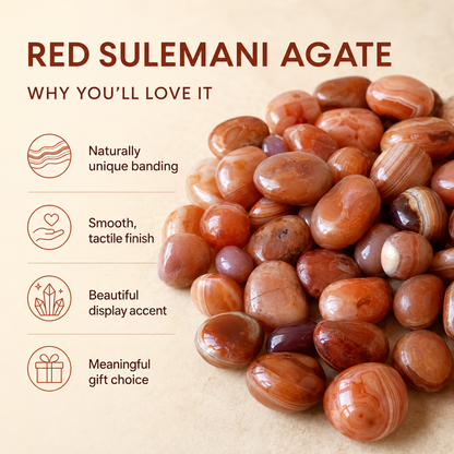 Red Sulemani Agate Tumbled Crystals (Improves Physical and Mental Health)  DestGlow