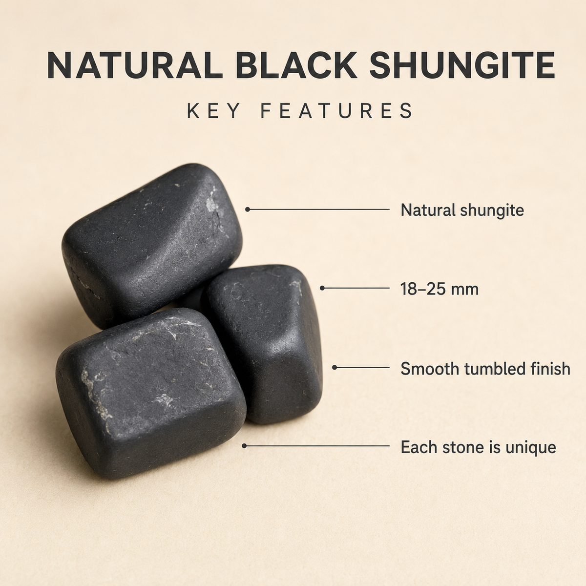 Black Shungite Tumbled Crystals (Elimination Toxins and Clarity )  DestGlow