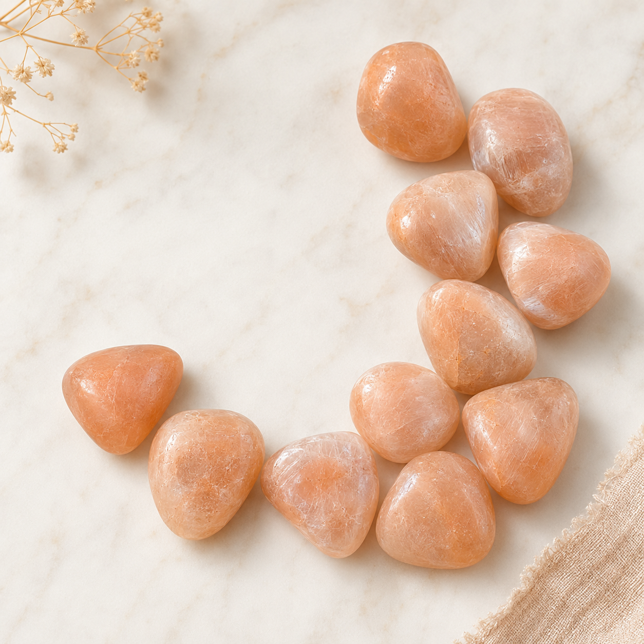 Peach Moonstone Tumbled Crystals (Mastering Fear and Leadership)  DestGlow