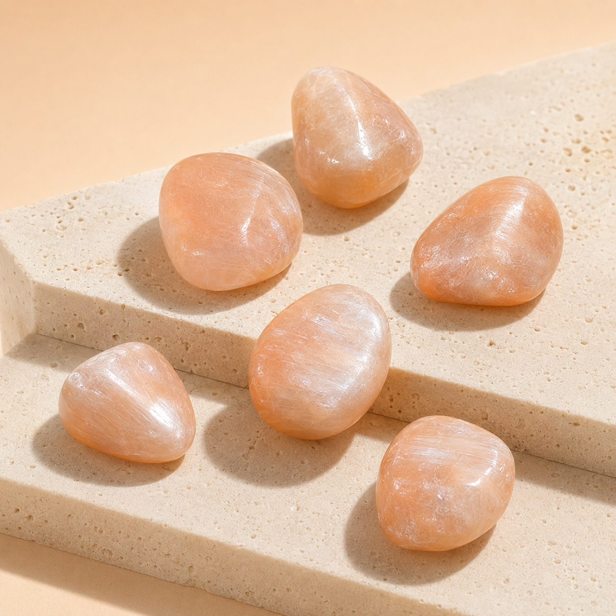 Peach Moonstone Tumbled Crystals (Mastering Fear and Leadership)  DestGlow
