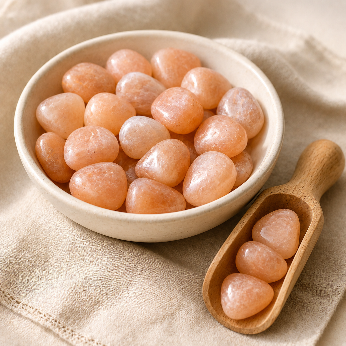 Peach Moonstone Tumbled Crystals (Mastering Fear and Leadership)  DestGlow